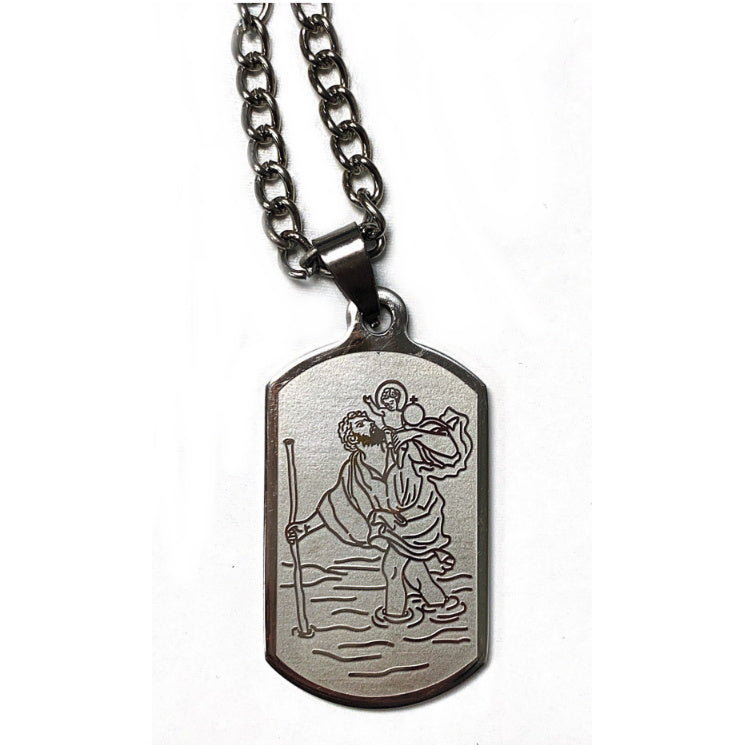 St christopher dog tag sales necklace