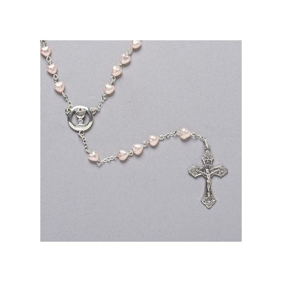Pink Heart Communion Rosary