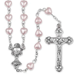 Pink Heart Bead Communion Rosary