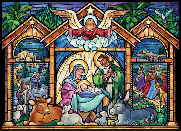 Stained Glass Nativity Advent Calendar Puzzle 1,000 Pieces