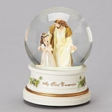 First Communion Glitterdome with Jesus and Praying Girl