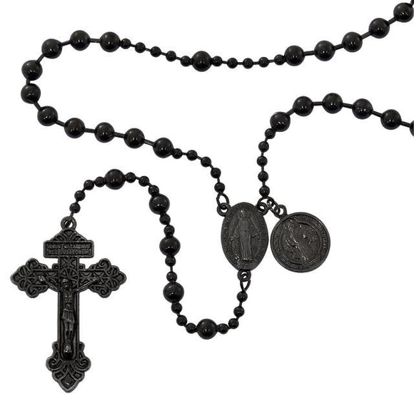 Black Gunmetal Battle Rosary