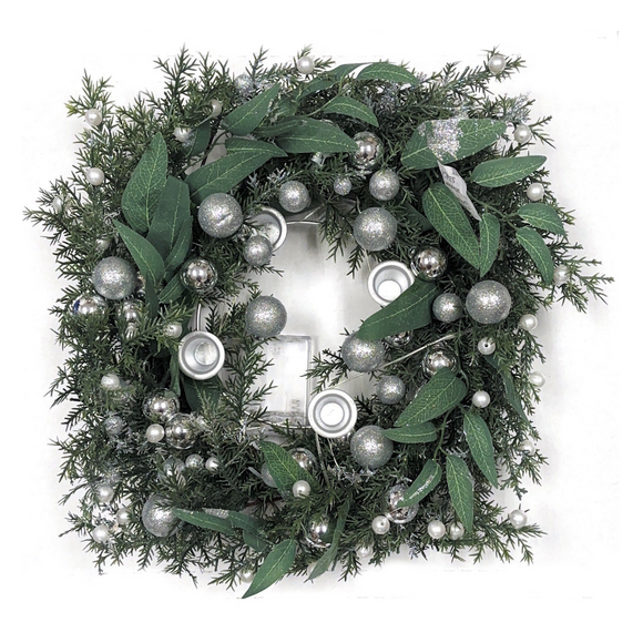 Silver Glitter Lighted Advent Wreath