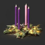 Red Berries & Pine Cones Lighted Advent Wreath