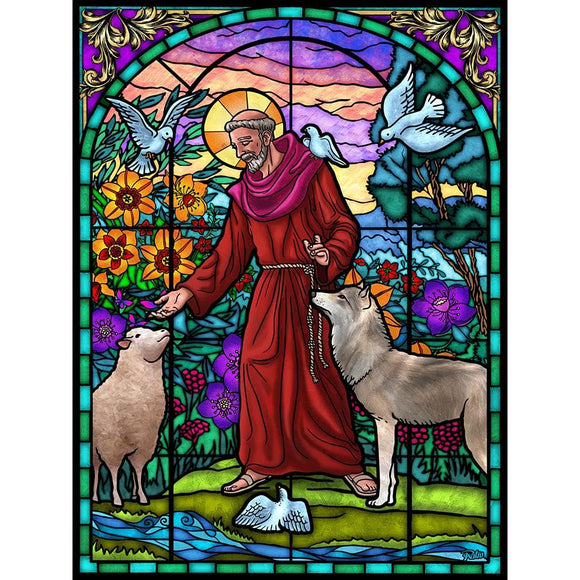 Saint Francis of Assisi Stained Glass Puzzle 550 Pieces