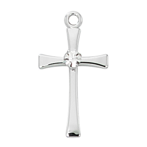 Silver Rhodium Cross with Crystal 16