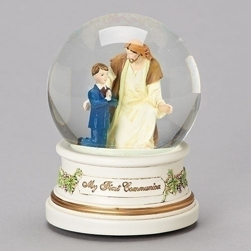 First Communion Glitterdome with Jesus and Praying Boy