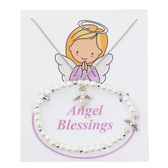 Pearl Angel Bracelet & Pendant Set