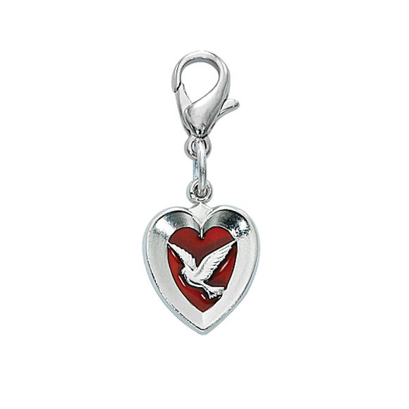 Red Enamel Dove Clipable Charm