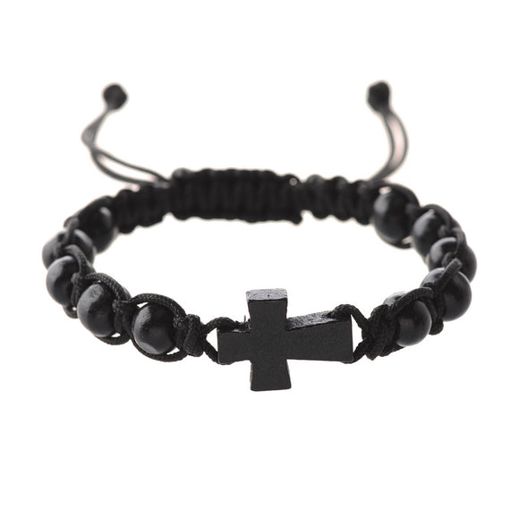 Black Corded Cross Youth Bracelet