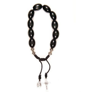 Black Wood Bead Rosary Bracelet