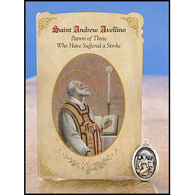 St. Andrew Avellino (Stroke) Healing Medal Holy Card