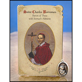 St. Charles Borromeo (Stomach Ailments) Healing Medal Holy Card
