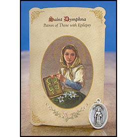 St. Dymphna (Epilepsy) Healing Medal Holy Card