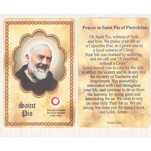 St. Padre Pio Relic Card