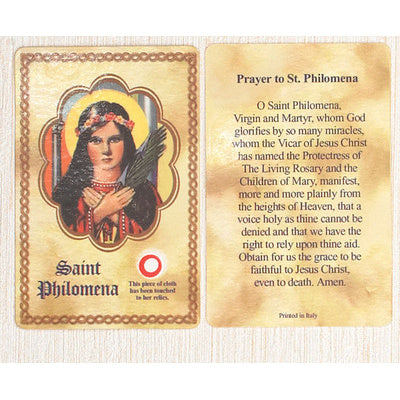 St. Philomena Relic Card