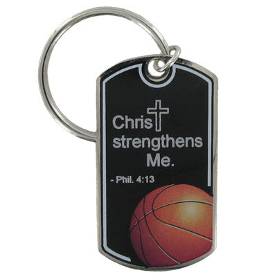 Basketball Dog Tag Style Keychain