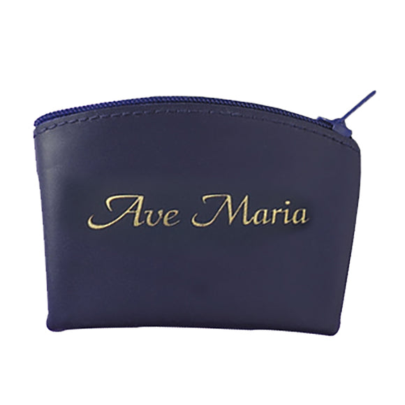 Blue Ave Maria Zippered Rosary Case