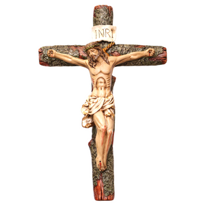 14.5" Tall Moss Covered Crucifix
