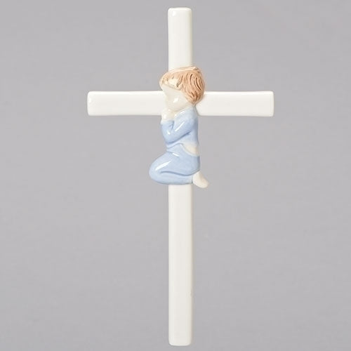 Porcelain Praying Boy Cross