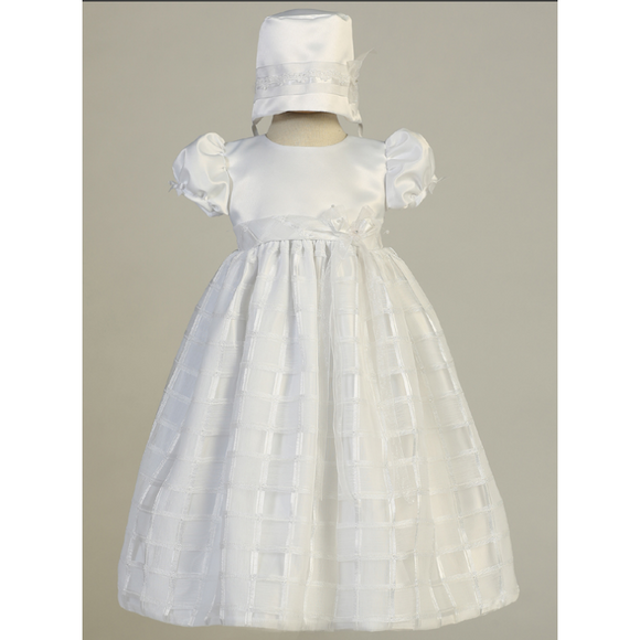 Satin and Organza Plaid Baptism Gown