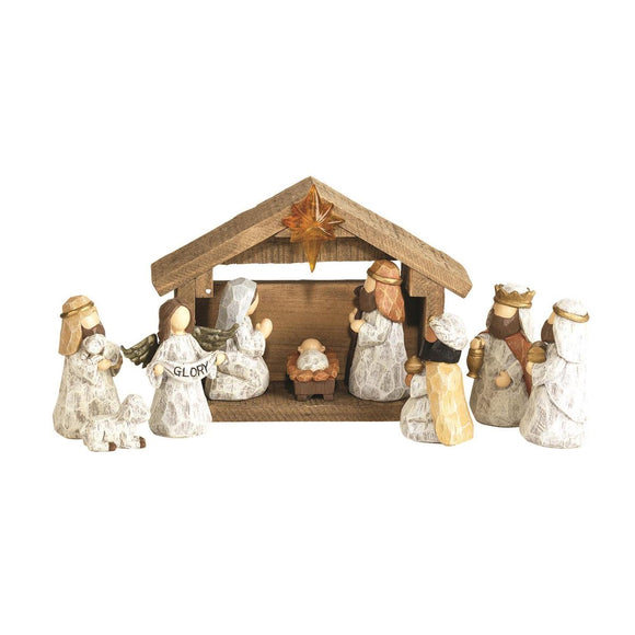10-Piece Wood-Look Nativity