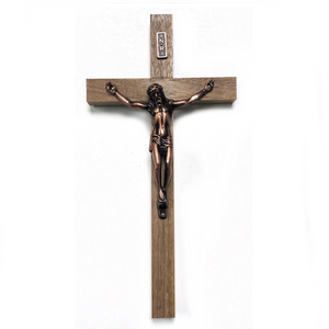 10" Copper Walnut Crucifix