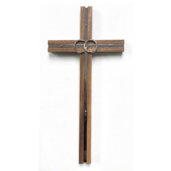 Inlay Wood Cana Cross with Silver Rings