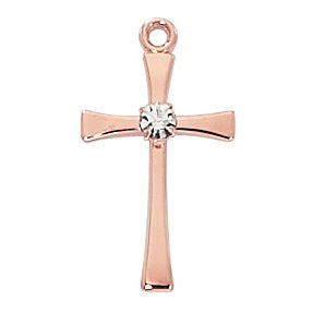 Rose Gold Pewter Cross 16" Chain