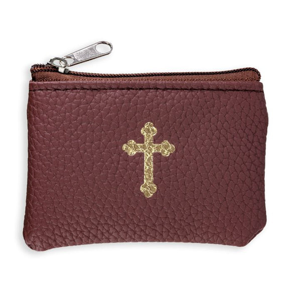 Brown Leatherette Rosary Case