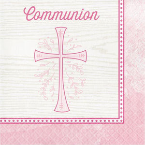 Pink Cross Communion Luncheon Napkins