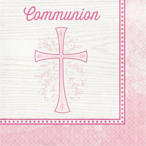Pink Cross Communion Luncheon Napkins