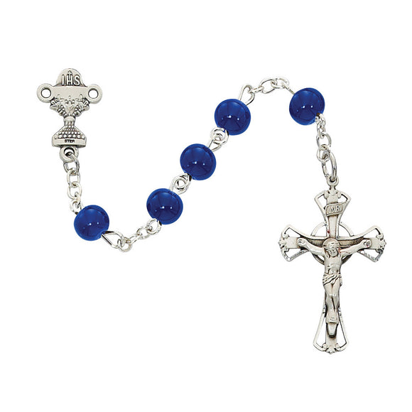 Blue Glass Communion Rosary