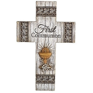 White Distressed First Communion Cross