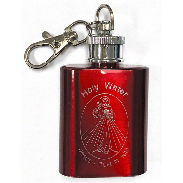 Large Glass Holy Water Bottle - Divine Mercy