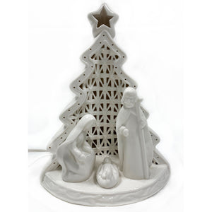 Ceramic Holy Family Lighted Nativity