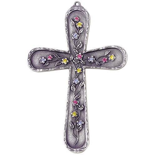Floral Rhinestone Cross