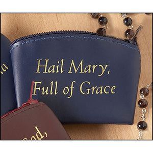 Blue Hail Mary Full of Grace Zippered Rosary Case