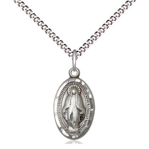 Sterling Silver Miraculous Medal 18" Chain