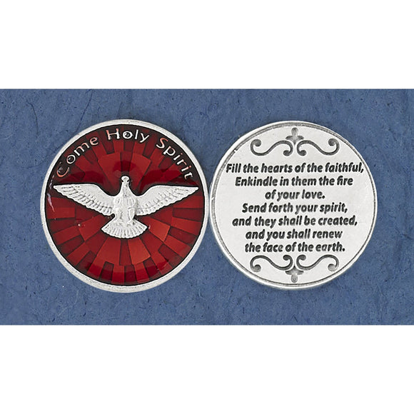 Catholic Tokens Red Enamel Come Holy Spirit Pocket Token – The Catholic Gift Store