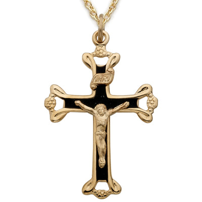 Black Inner Crucifix Gold Plated