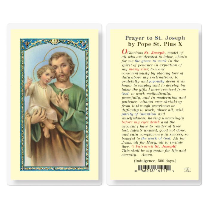 Saint Joseph Prayer of Pope Pius X Prayer Card – The Catholic Gift Store