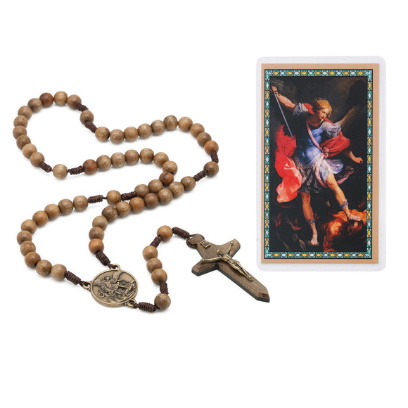Wood Saint Michael Rosary