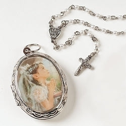First Communion Locket and Rosary Set