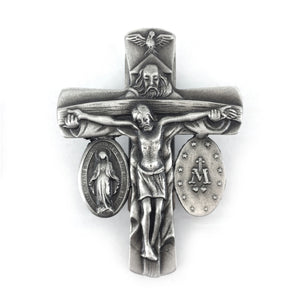 Trinity Crucifix and Miraculous Medal Visor Clip