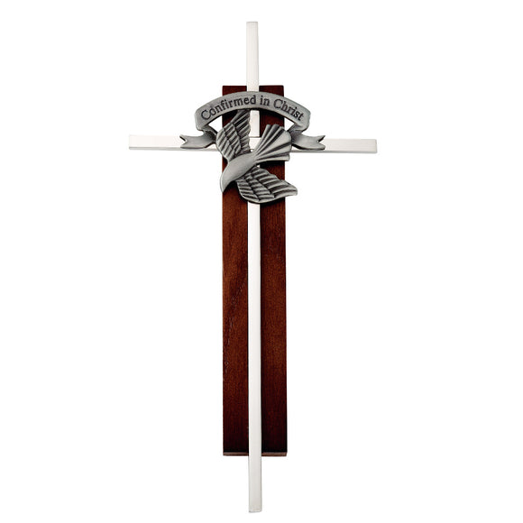 Dark Wood and Silver Confirmation Cross