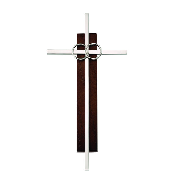 Dark Wood and Silver Wedding Cross
