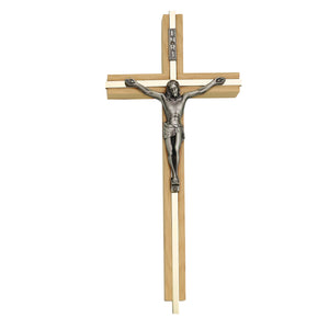 8" Oak & Metal Crucifix