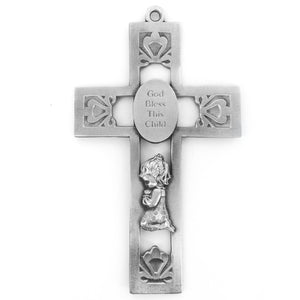 Pewter Praying Girl Cross