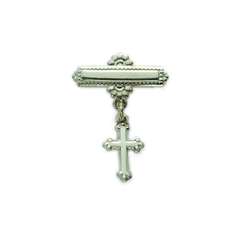 Baby Bar Pin with Cross in Sterling Silver